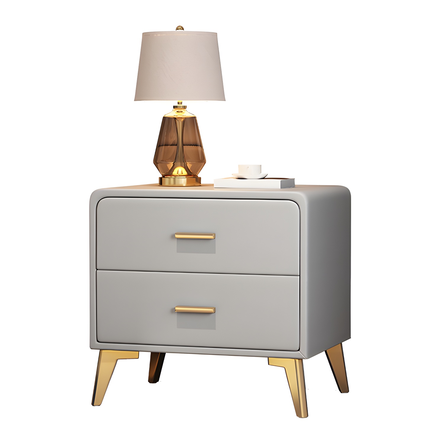 Faux Leather Modern Nightstand with Drawer Storage - Small Size, 2 Drawers - image 18
