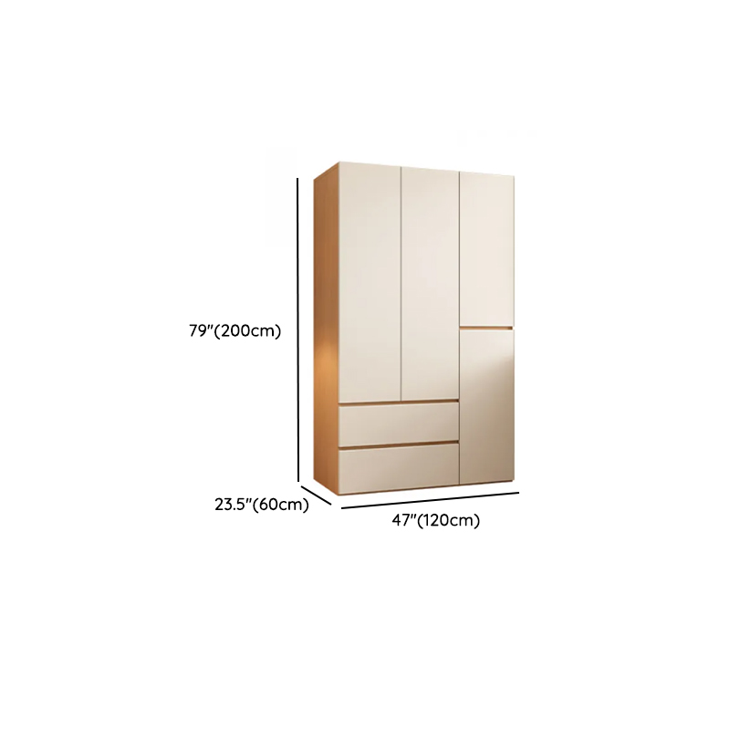 Chalk Modish Laminate Wardrobe Closet with Soft Close Drawer, Soft Close Door, Interior Shelves, and Clothing Rod - image 7