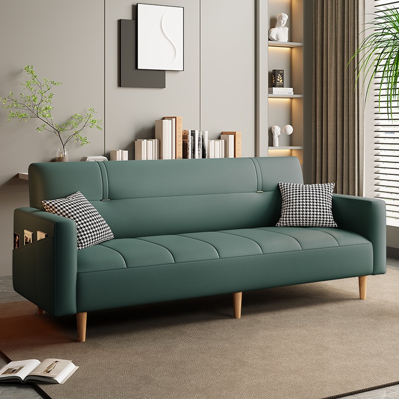 Trendy Scratch-immune Convertible Sofa in Light Gray/Light Blue/Olive Green with Arm, 4-seater/2 People/Seats 3, Receptacle Storage, and 2 Pillows - image 4