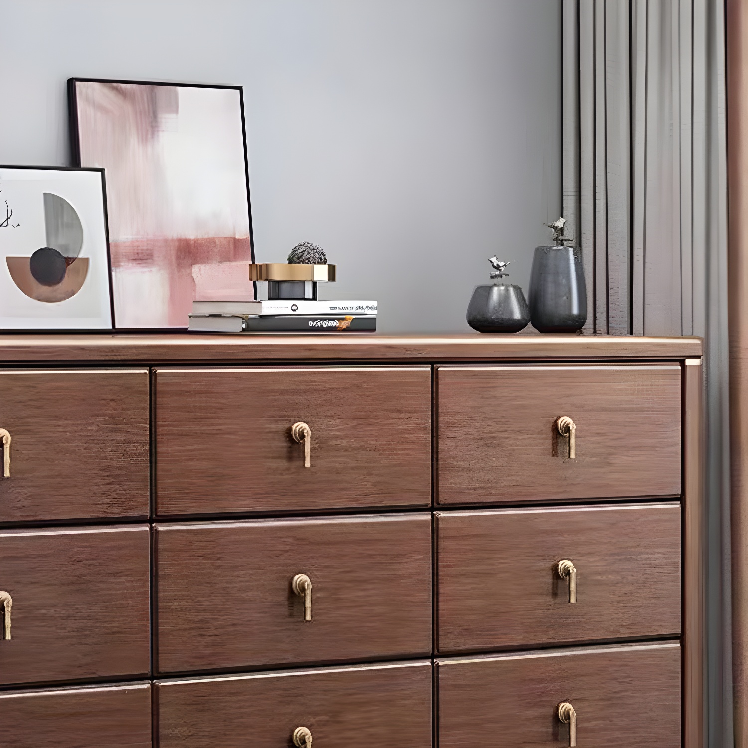 Mid Century Modern Chest Wood Rectangular Chest in Walnut Finish - image 8