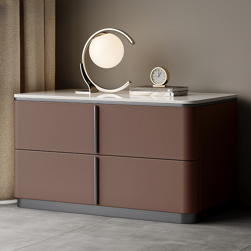 Modish Drawer Storage Bedside Table with 2 Drawers and Sintered Stone Countertop - image 3