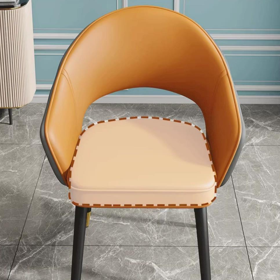 Modish Arm Chair with Ventilated Back, Padded Upholstery, Arms, and Steel Legs - image 16