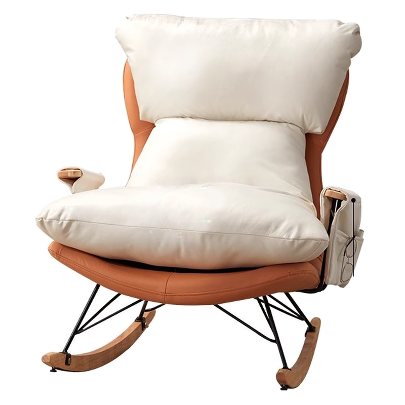 1 Piece Set/2 Piece Set Water Resistant Padded Living Room Rocking Chair in Chalk/Grey/Citrus Color with Upholstered Back and Track Arm in a Simple Style, Ottoman Included/Not Included - image 12