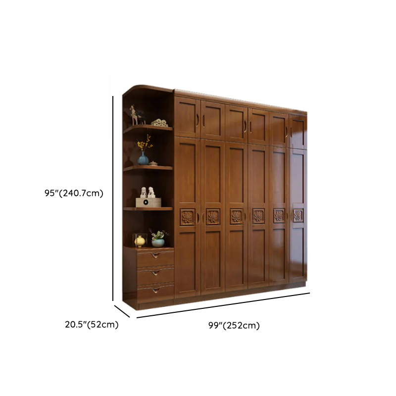 Vintage Sepia Lumber Wardrobe with Soft Close Drawer, Soft Close Door, Interior Shelves, and Hanging Rod - image 17