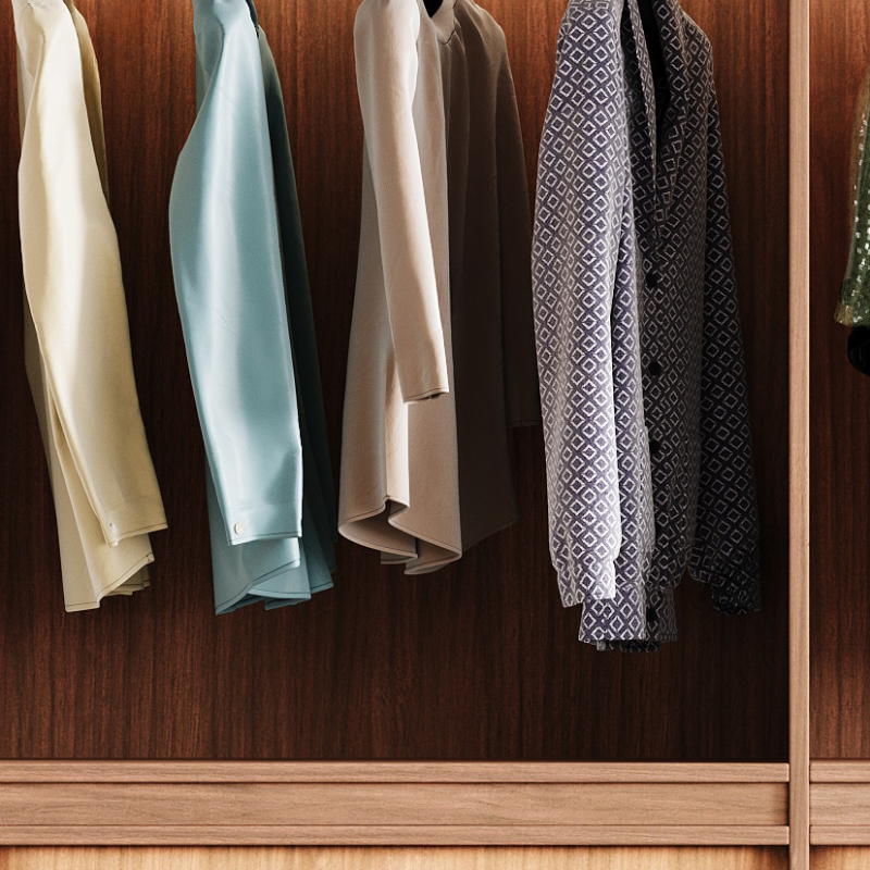 Beige Minimalist Manufactured Wood Wardrobe Closet with Soft Close Drawer, Soft Close Door, Interior Shelves, and Clothing Rod - image 4