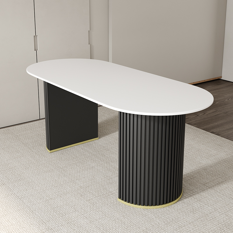 Contemporary Stone Top Oval Dining Table with Metal Legs for Dining Room - image 6