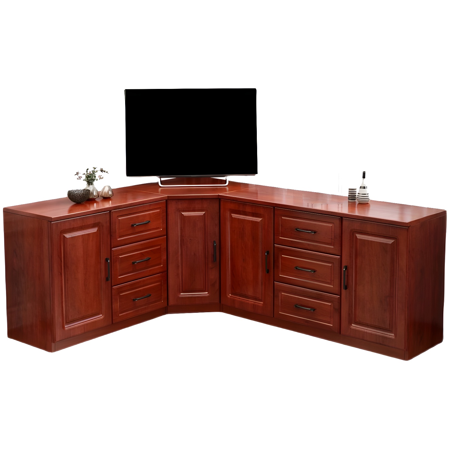 Modern Solid Wood Corner TV Stand Console with 6 - Drawer - 27.56" - image 6