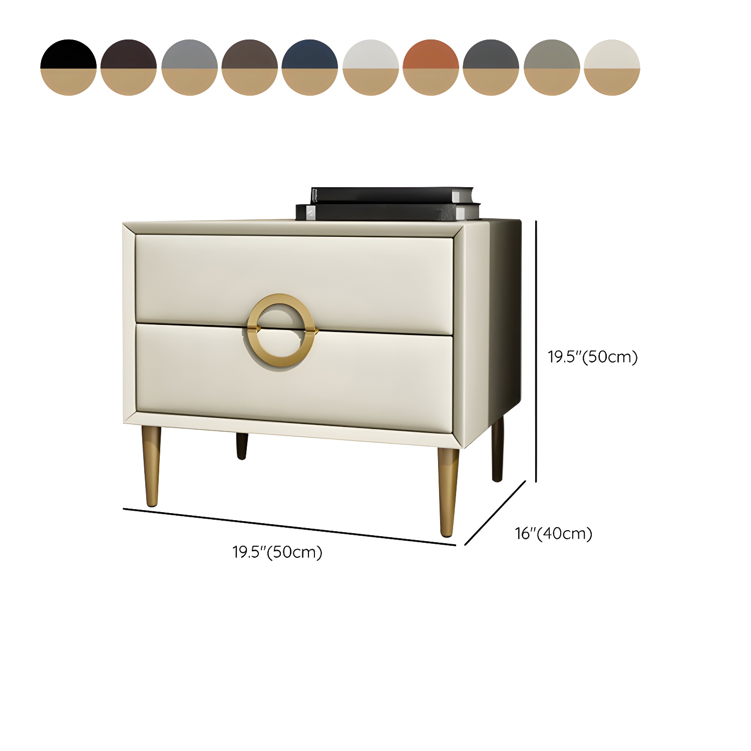 Glam Style Solid Wood Two Drawers Nightstand with Legs for Bedroom - image 27