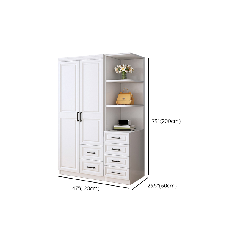Modern White Wood Wardrobe Armoire with Soft-Close Drawers and Clothing Rod - image 19