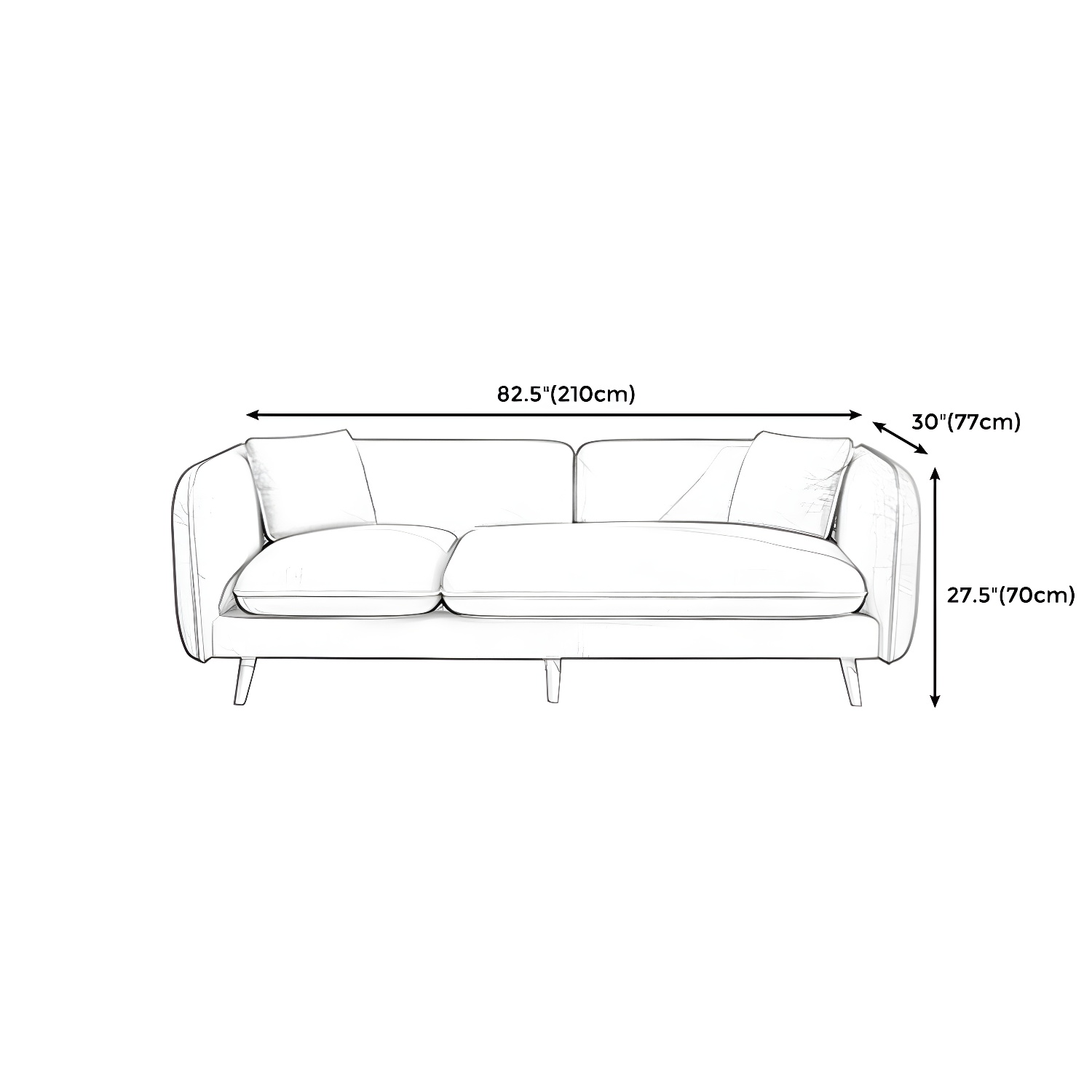 Modern Linen Tuxedo Arm Standard Sofa with Bolster Pillows for Living Room - image 23
