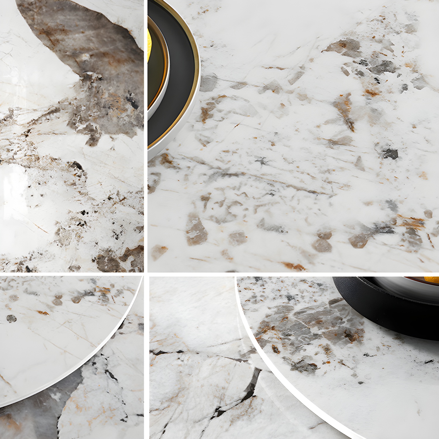 Round Sintered Stone Dining Table Stone Table in White with Pedestal - image 8