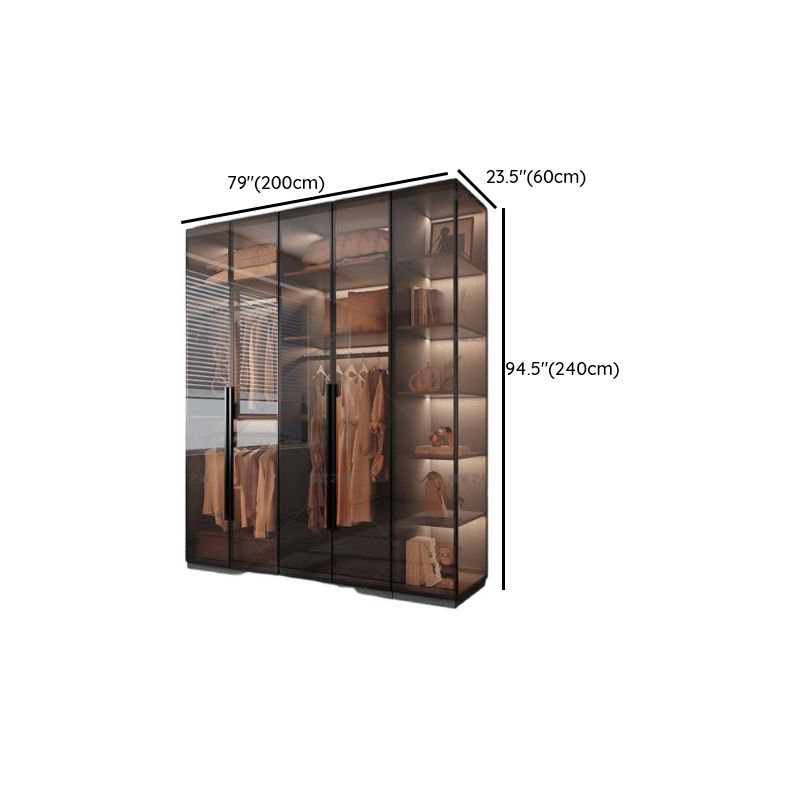 Transparent Simplistic Vitreous Wardrobe Closet with Soft Close Door, Interior Shelves, and Hanging Rod - image 16