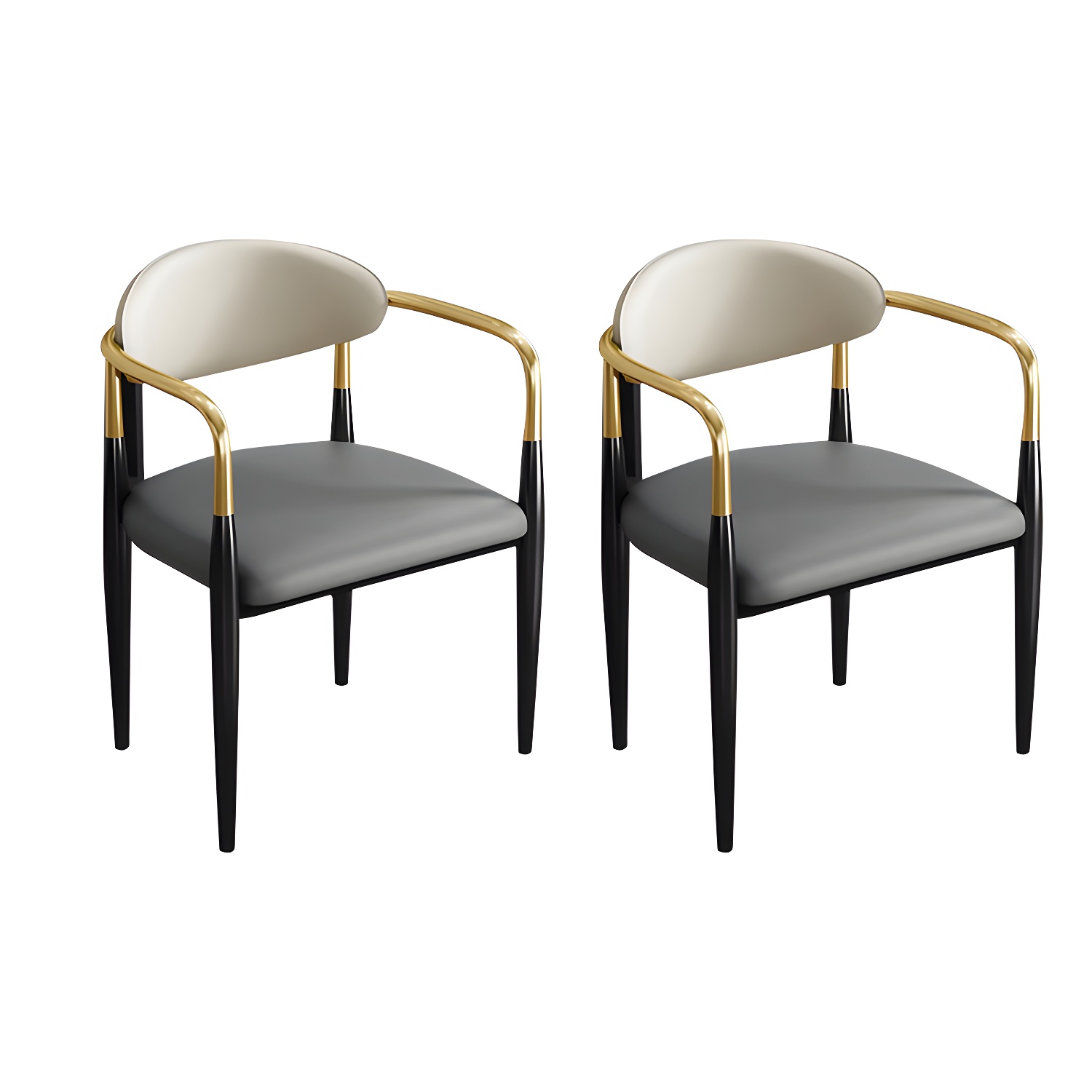 Contemporary Metal Dining Chair Black Legs Dining Room Arm Chair - image 5