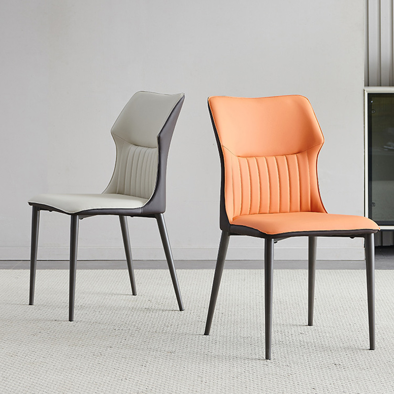 Minimalist Side Chair with Closed Back, Padded Upholstery, and Ink Metal Legs - image 7