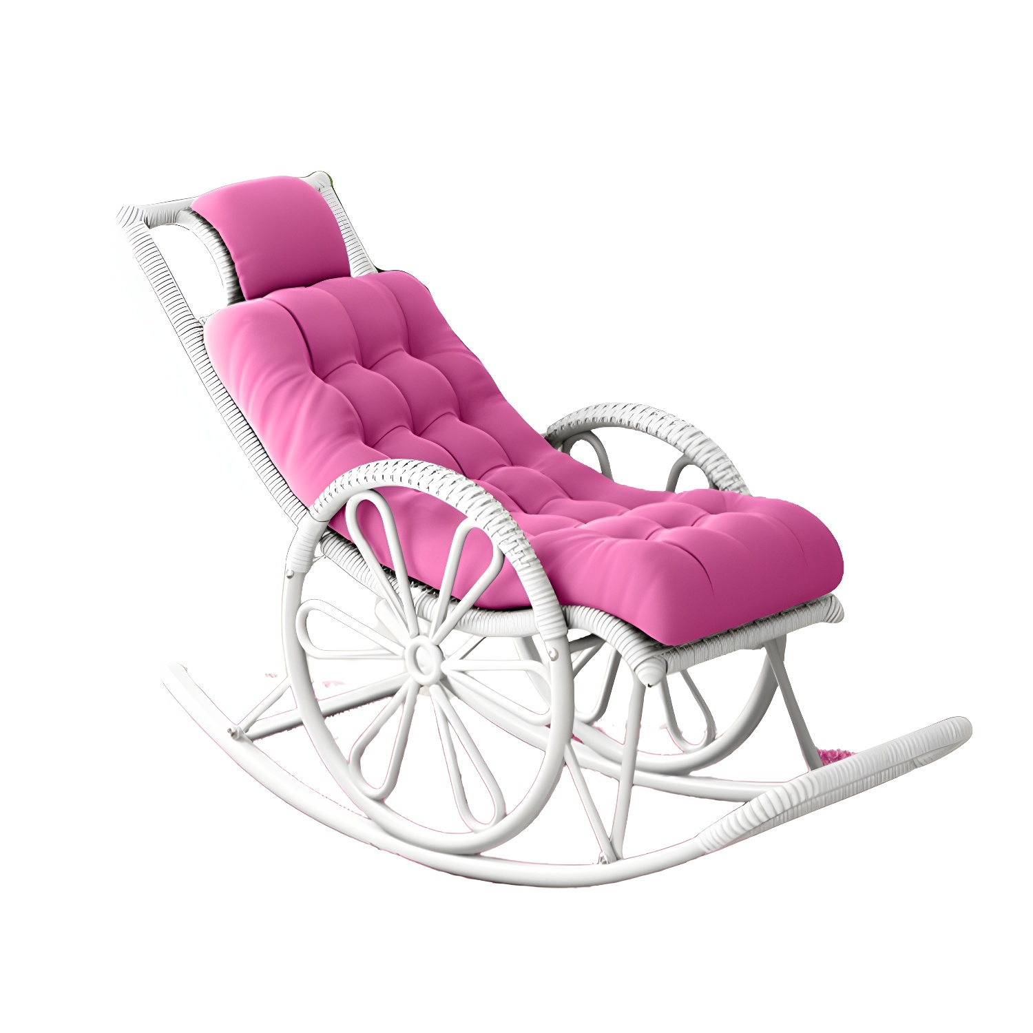Modern Rocker Wicker Removable Cushions Tufted with Gray Frame Rocking Chair - image 11