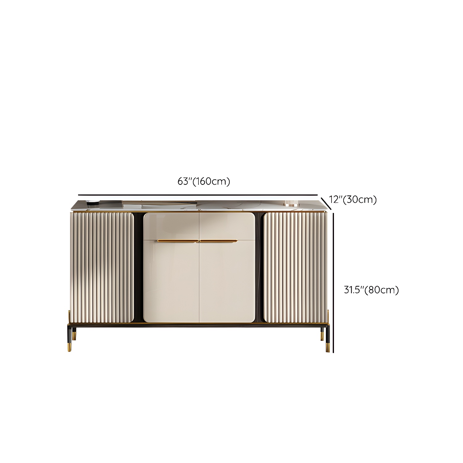 Stone Buffet Sideboard Glam Adjustable Shelves Buffet Credenza with Drawers and Cabinets - image 17