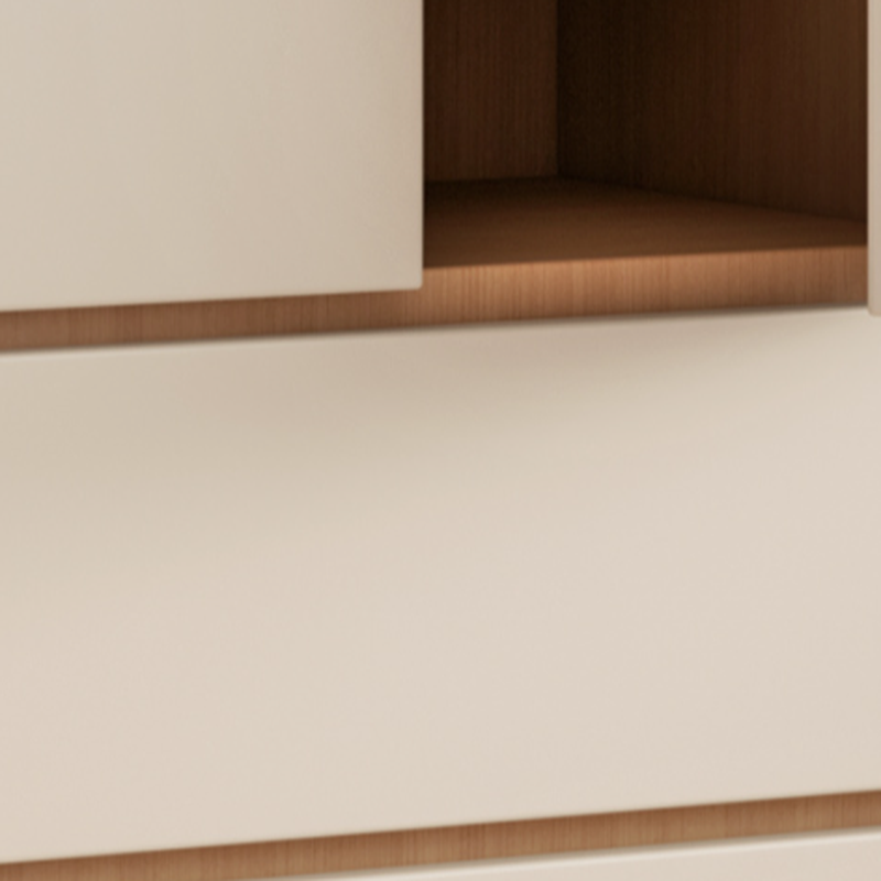 Wood Grain Minimalist Laminate Wardrobe Closet with Soft Close Drawer, Soft Close Door, Interior Shelves, and Clothing Rod