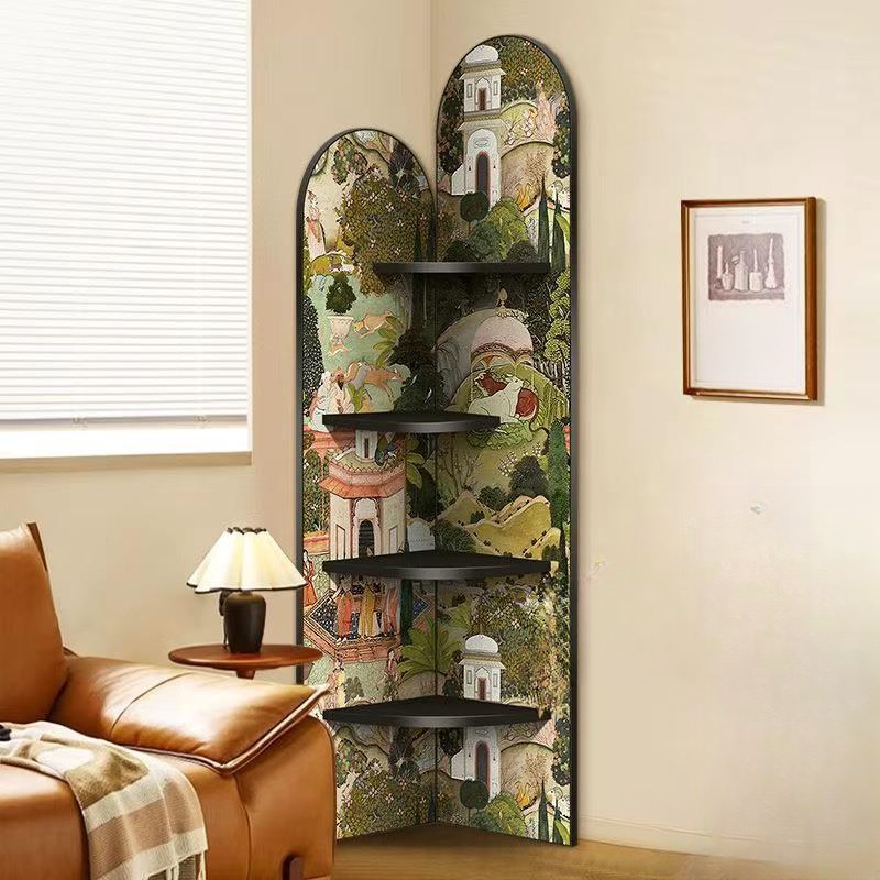 Modern Simple Style Nook Decorative Cabinet with 4 Exterior Shelves, Matte Black Lumber Top - image 5