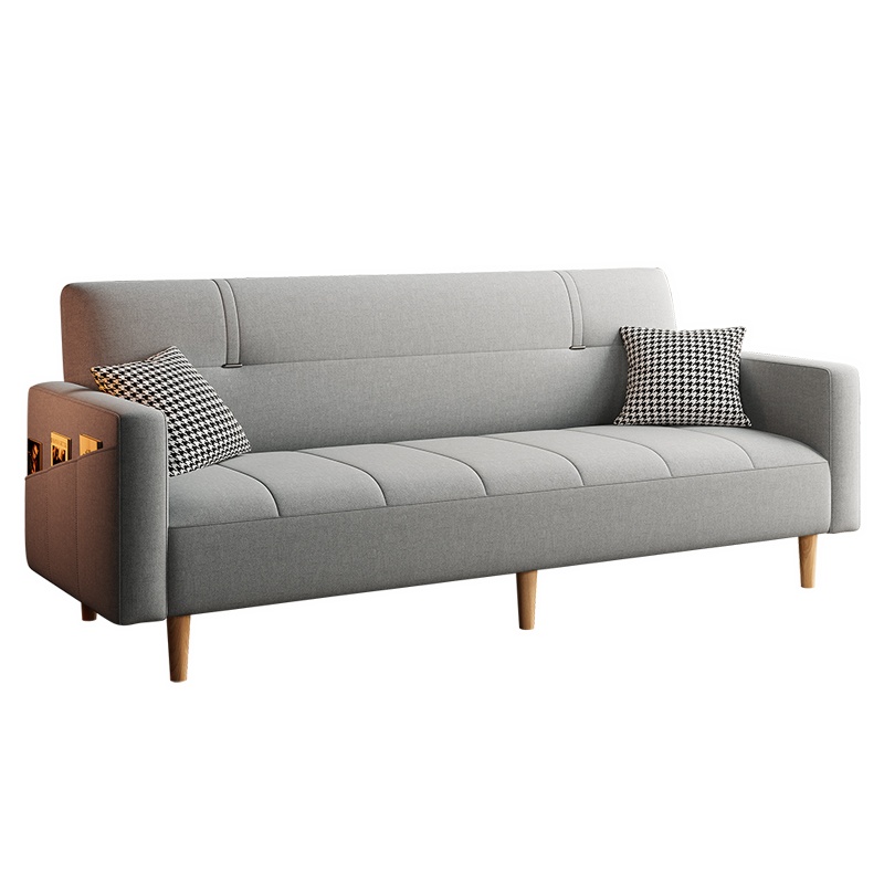 Trendy Solid Color Convertible Sofa in Light Gray/Butter Color/Coffee with Arm, 4-seater/Seats 3/2 People, Receptacle Storage, and 2 Pillows - image 10