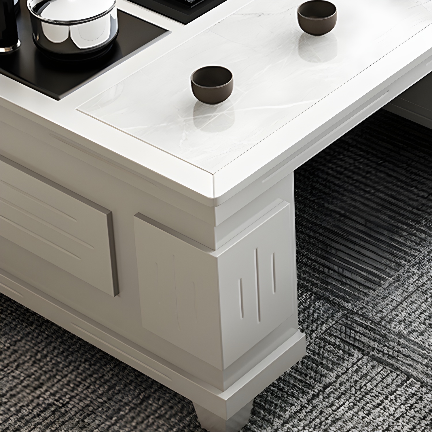 Abstract Slate Coffee Cocktail Table with Storage Drawers Rectangle - image 12