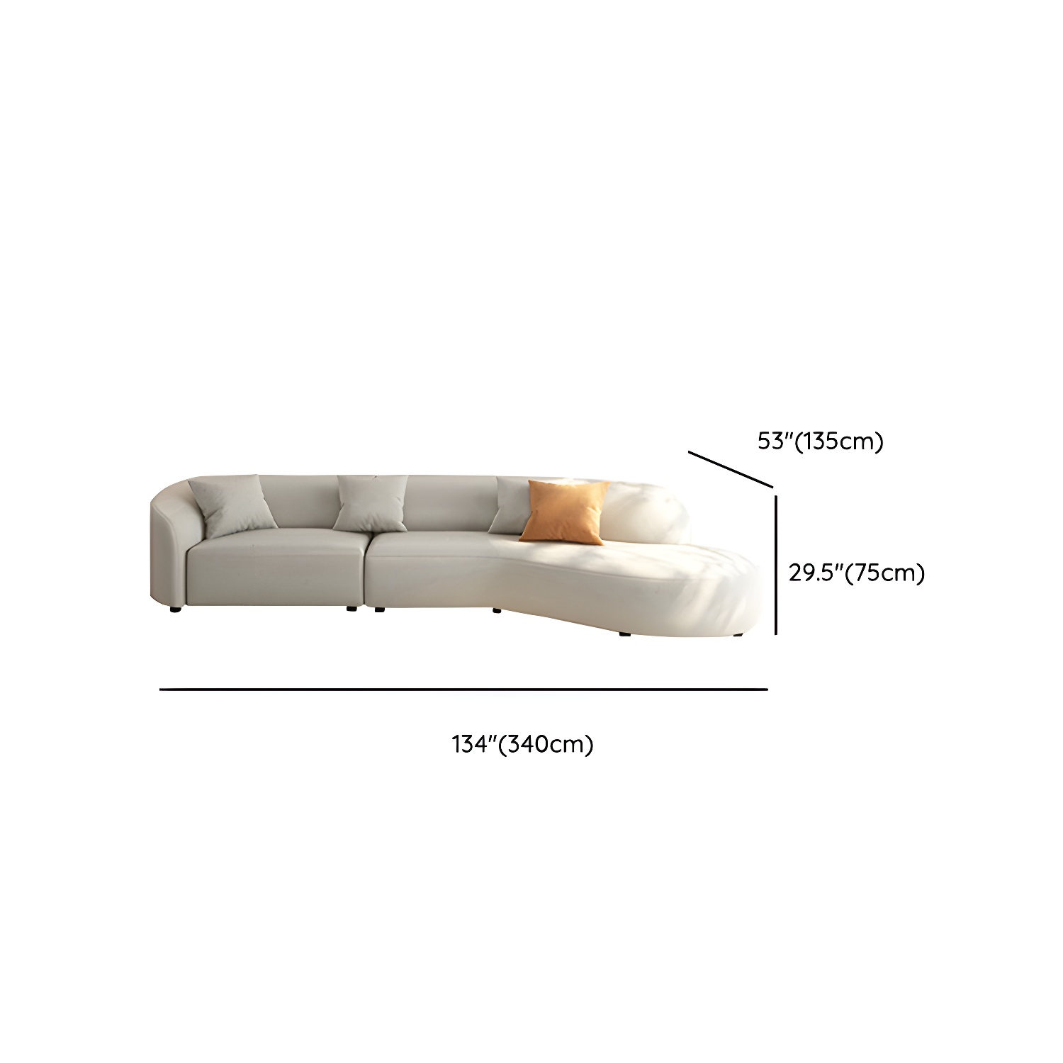 Modern Beige Tech Cloth Stationary Sectional Sofa with Wood Frame and Flared Arms - image 21