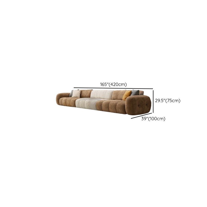 Channel Back L-Shape/Straight Right Hand Facing/Horizontal Sofa Recliner/Sofa Couch in Brown/Beige with Concealed Support & Pine Wood Frame for Living Room - image 22