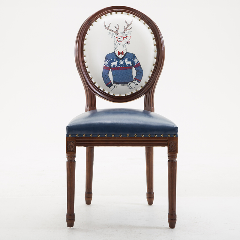 French Sturdy King Louis Back Upholstered Arm Chair/Side Chair with Nailhead Accent, Foot Pads and Weathered Wood Base - image 4