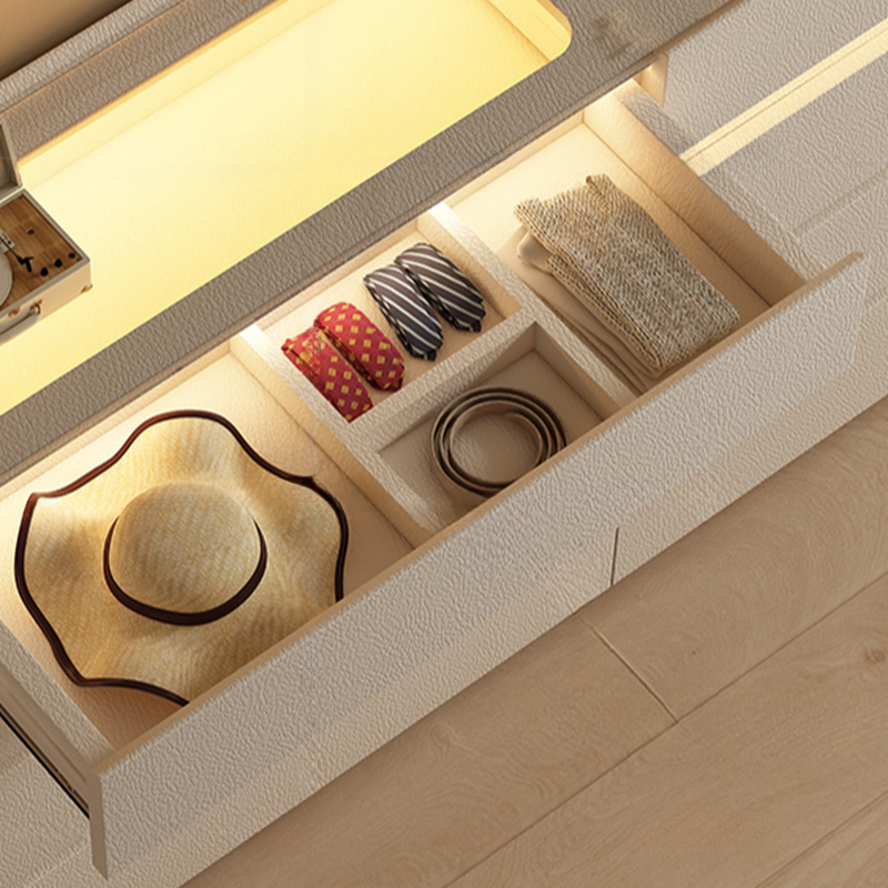 Simplistic Hardwood Double Dresser with 8 Horizontal Drawers and LED Lights - image 7