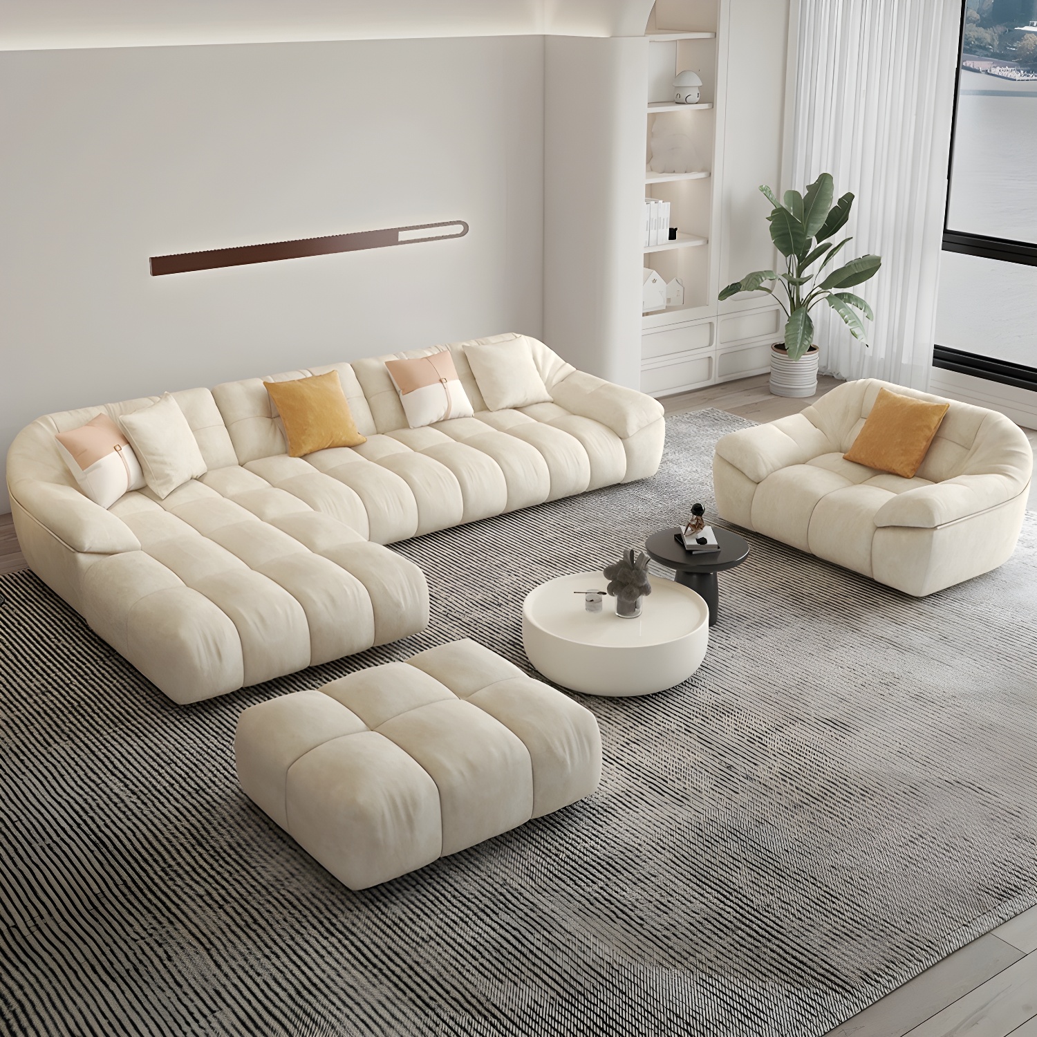 Comfortable Polyester Blend Showcase Sectional Sofa for Contemporary Home Decor
