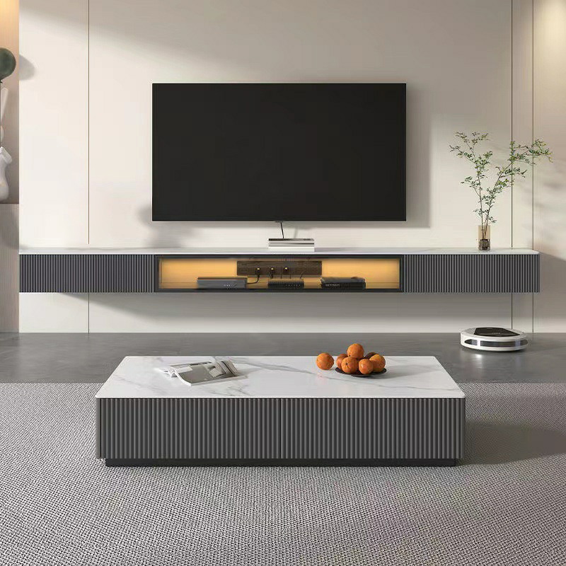 Modern Floating Stone TV Stand with 2 Drawers and 1 Cabinet - image 3