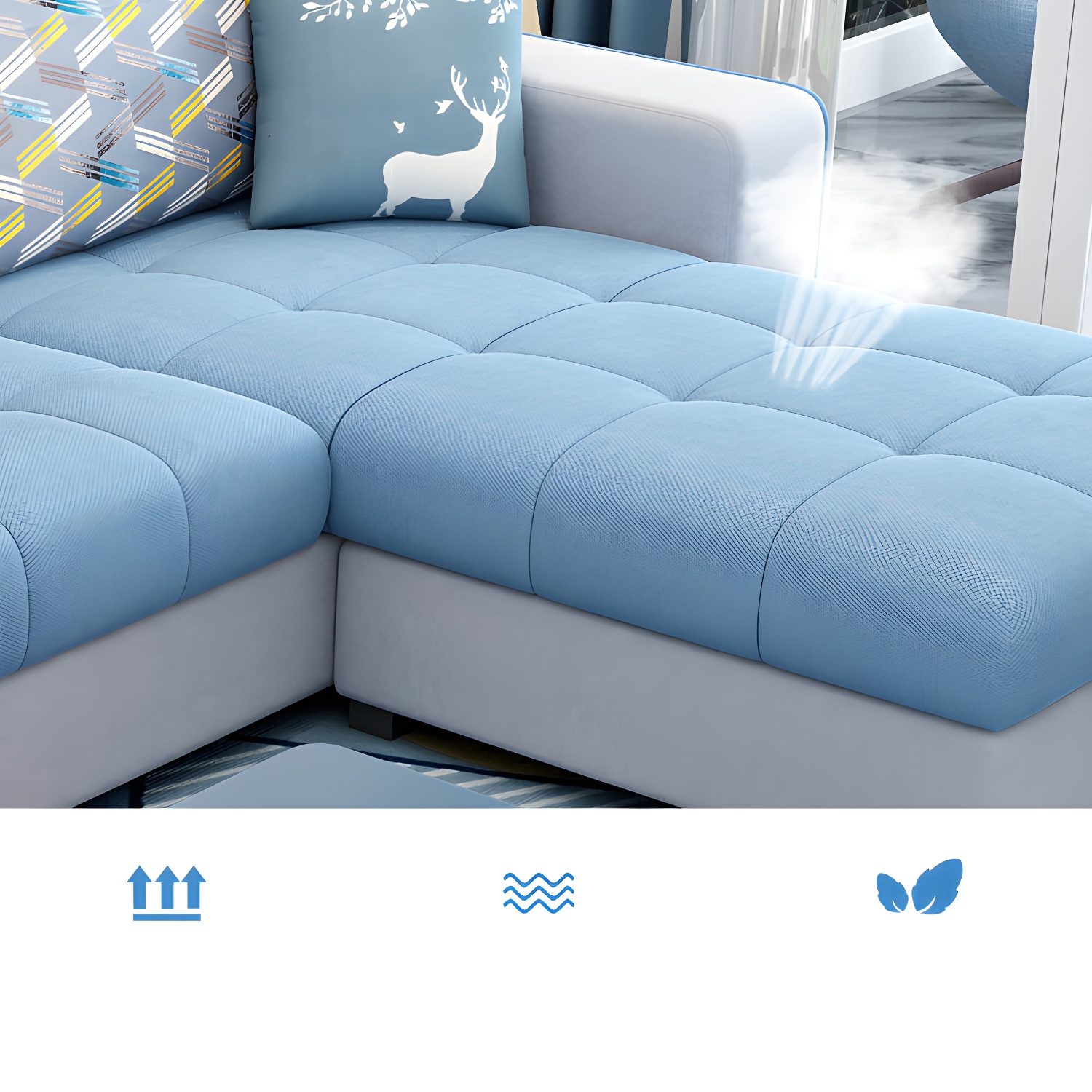 Modern L-Shaped Linen Sectional Sofa with Ottoman and Slipcover, Reversible Design - image 15