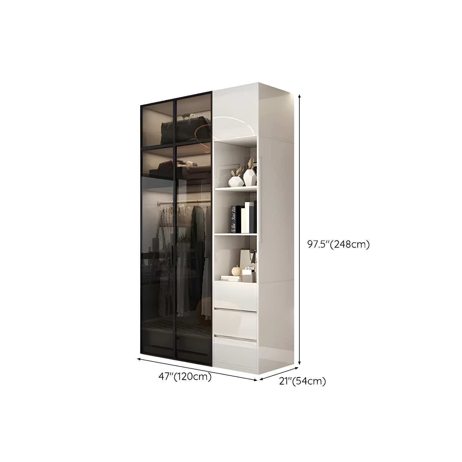 Sleek White Wood Wardrobe Armoire with Soft Close Drawers and Shelves - image 34