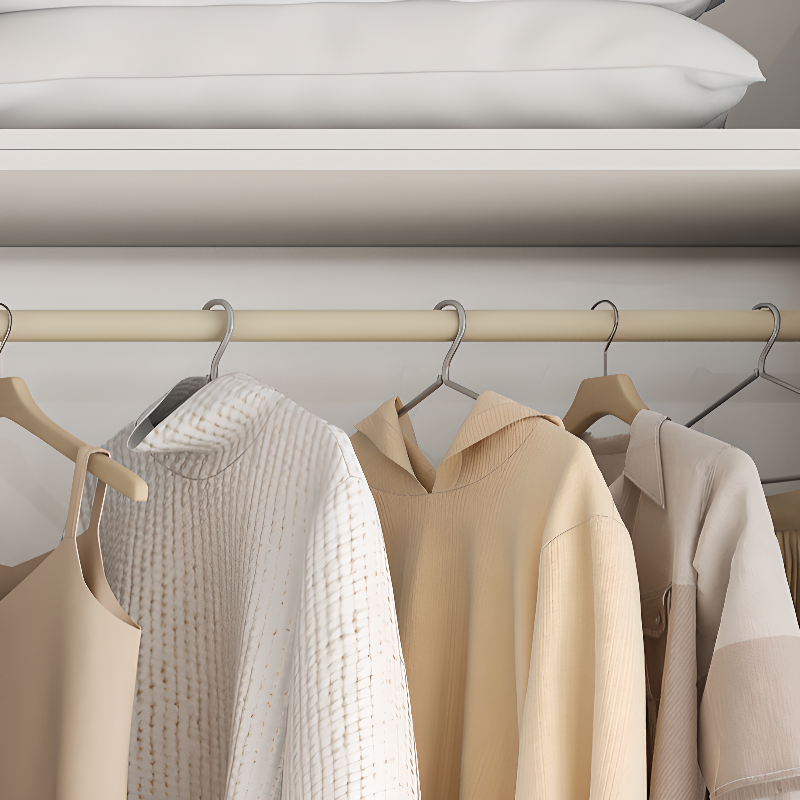 White Trendy Reclaimed Wood Almirah with Soft Close Drawer, Interior Shelves, and Hanging Rod - image 9