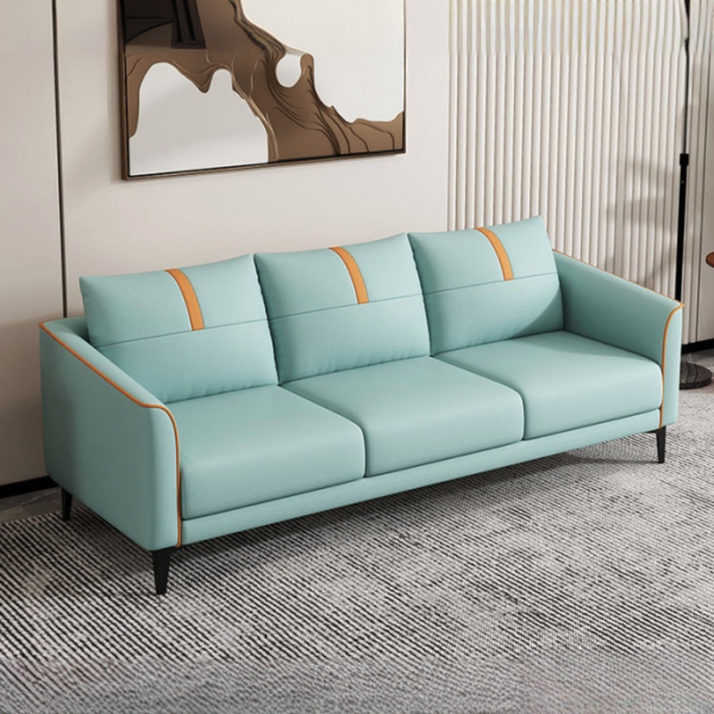 Modern Solid Color Stain Resistant Standard Sofa in Light Gray/Light Blue/Tangerine Color