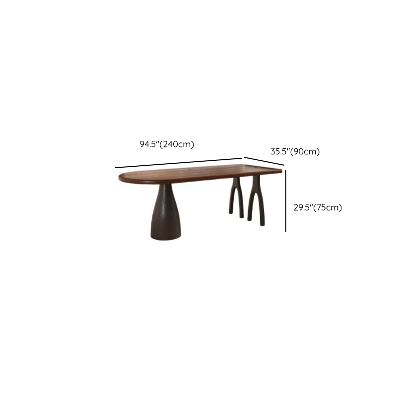 Dining Table Set with Asymmetrical Shape, Wood Slab Top, and Three Legs - image 12