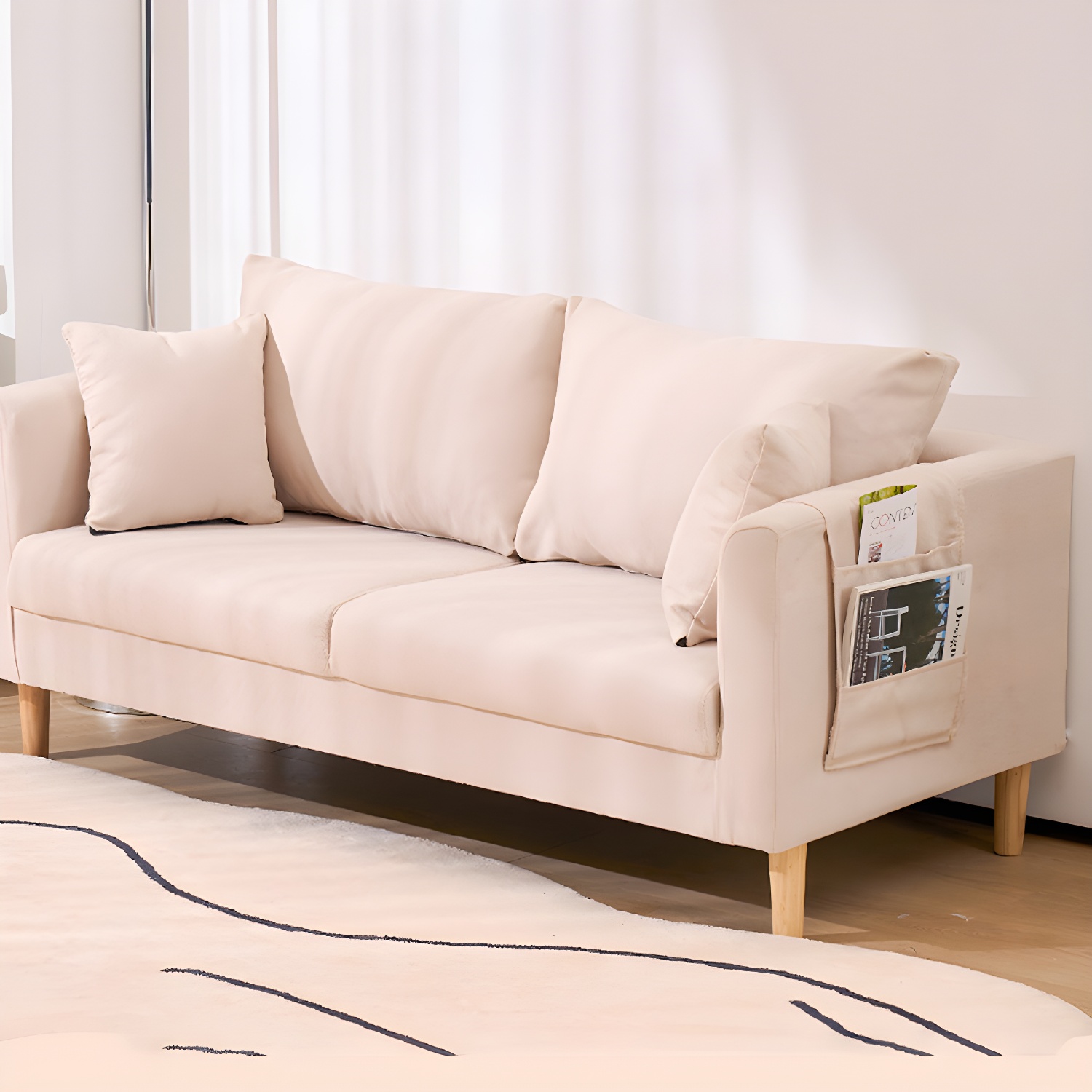 21.25" High Sofa with 2 Pillows Velvet Tuxedo Arm Sofa with Storage - image 13
