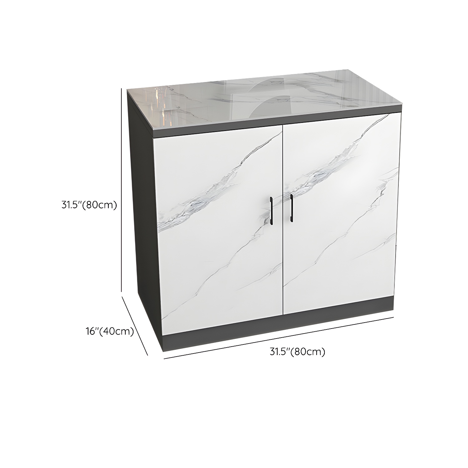 White Modern Wood Server with Stone Countertop and Cabinet Included - image 14