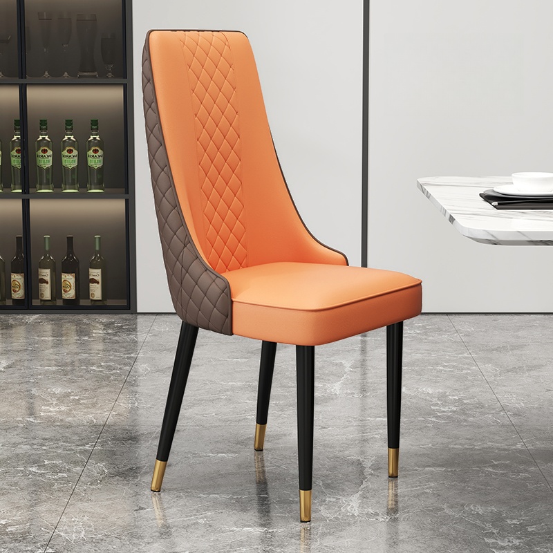 Contemporary Restaurant Armless Chair with Solid Back Panel, Upholstered Metal Legs - image 8