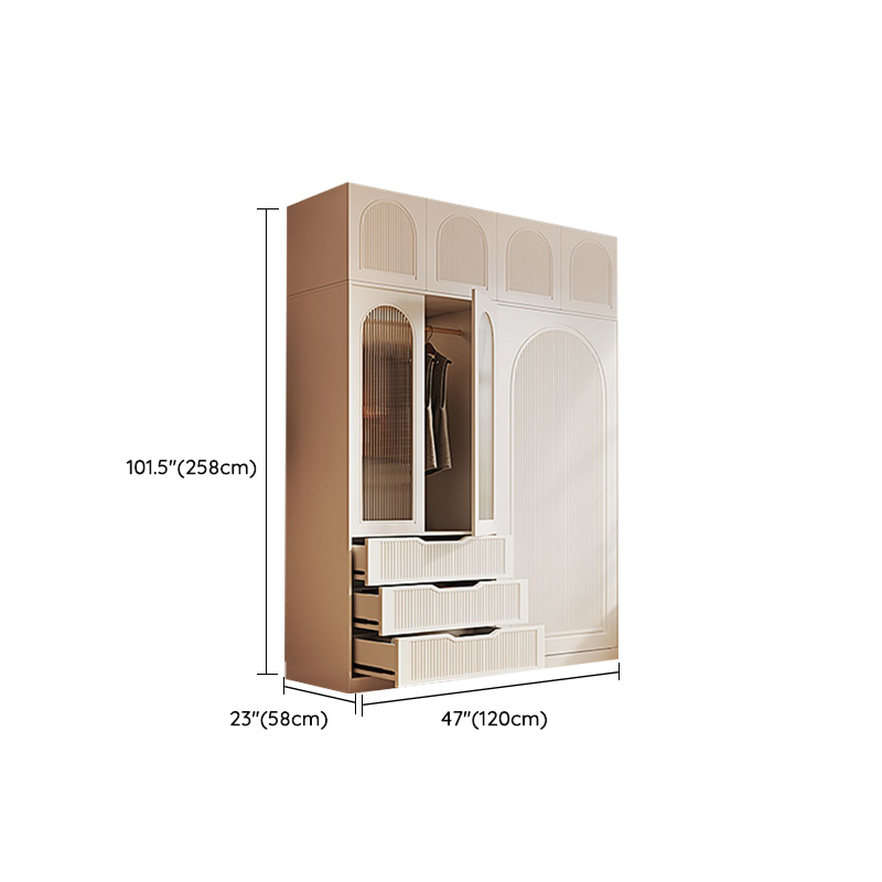 Chalk Almirah in Timber with Clothing Rod, 3 Cabinets/2 Cabinets and 5-Drawer/4-Drawer/3-Drawer in a Minimalist Style, 3-Shelf/2-Shelf Included/Not Included - image 20