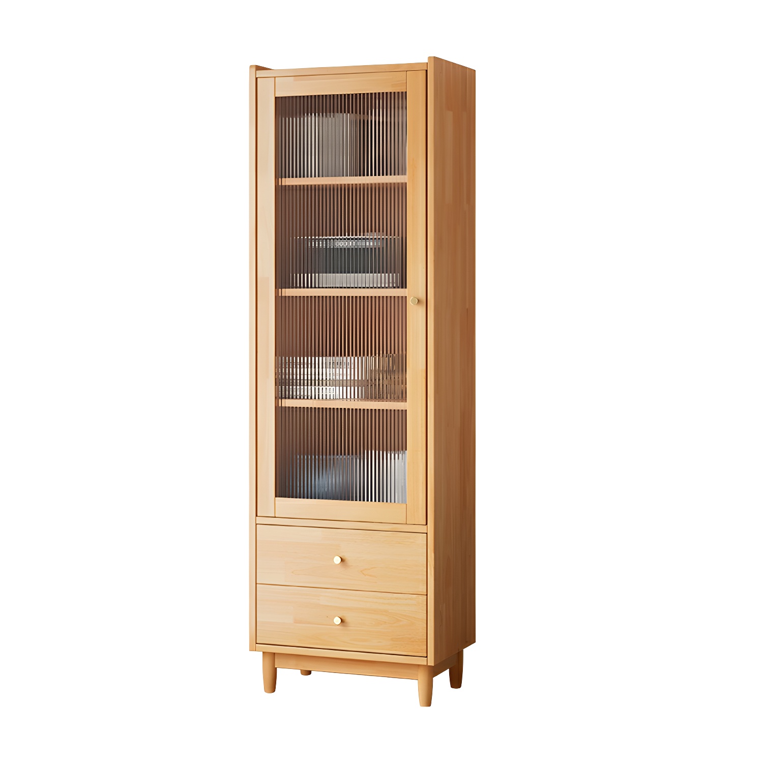 Scandinavian Glass Door Wood Cabinet with Drawers and Adjustable Shelves - Elegant Storage Furniture - image 8
