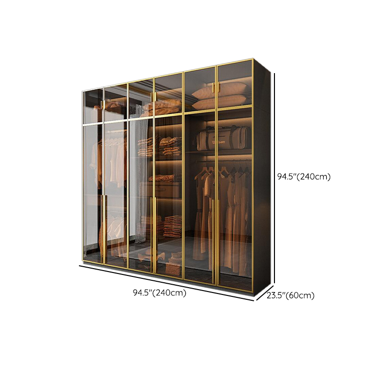 Storm Gray Glam Manufactured Wood Independent Armoire Cabinet with Interior Shelves and Clothing Rod - image 8