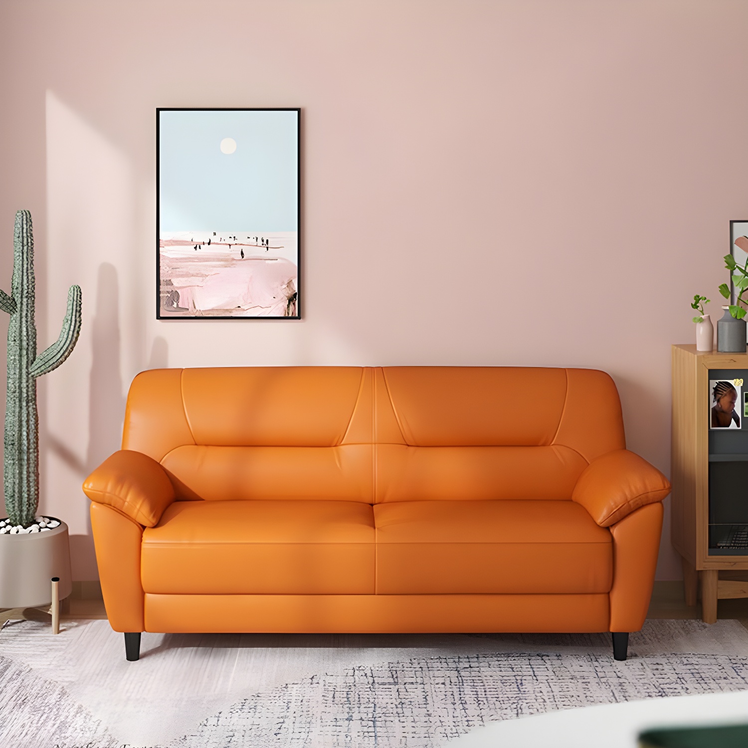 Leather Modern 2/3-seat Pillow Top Arm Sofa 70.87"/55.12" W Sewn Pillow Back Sofa - image 6