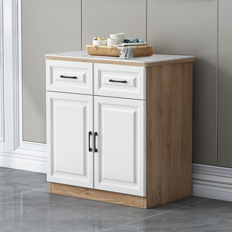 Natural Finish/Light Wood/Ashen Wood Floor Sideboard with Countertop and Kitchen Appliance Storage - image 3