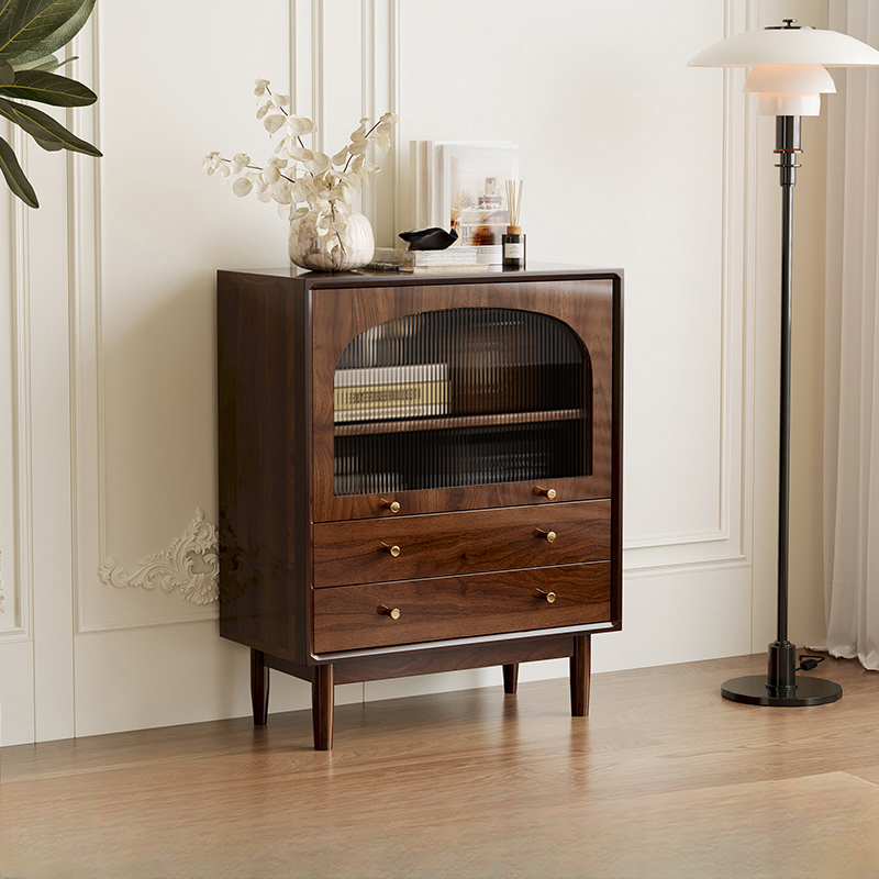 Independent Composite Wood Utility Storage Cabinet with Cabinet, Glass Door, Flexible Shelf, and Cabinet Knobs in Cocoa - image 3