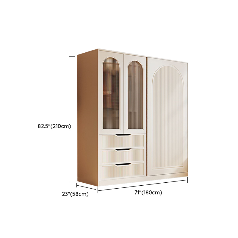 Chalk Almirah in Timber with Clothing Rod, 3 Cabinets/2 Cabinets and 5-Drawer/4-Drawer/3-Drawer in a Minimalist Style, 3-Shelf/2-Shelf Included/Not Included - image 16