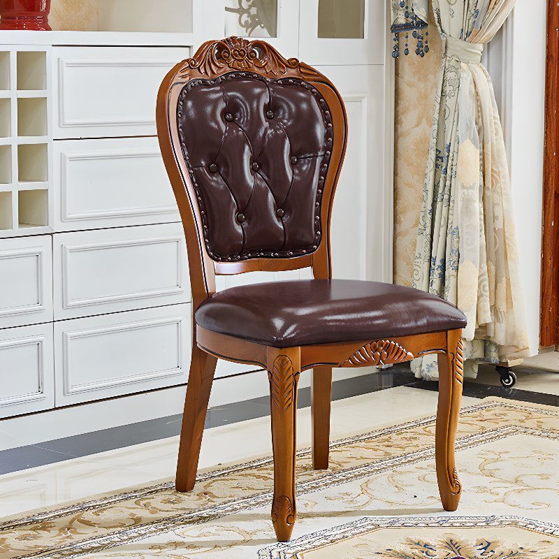 Retro Rectangular Brown Solid Wood Dining Table Set with Four Legs and Fixed Table - image 4