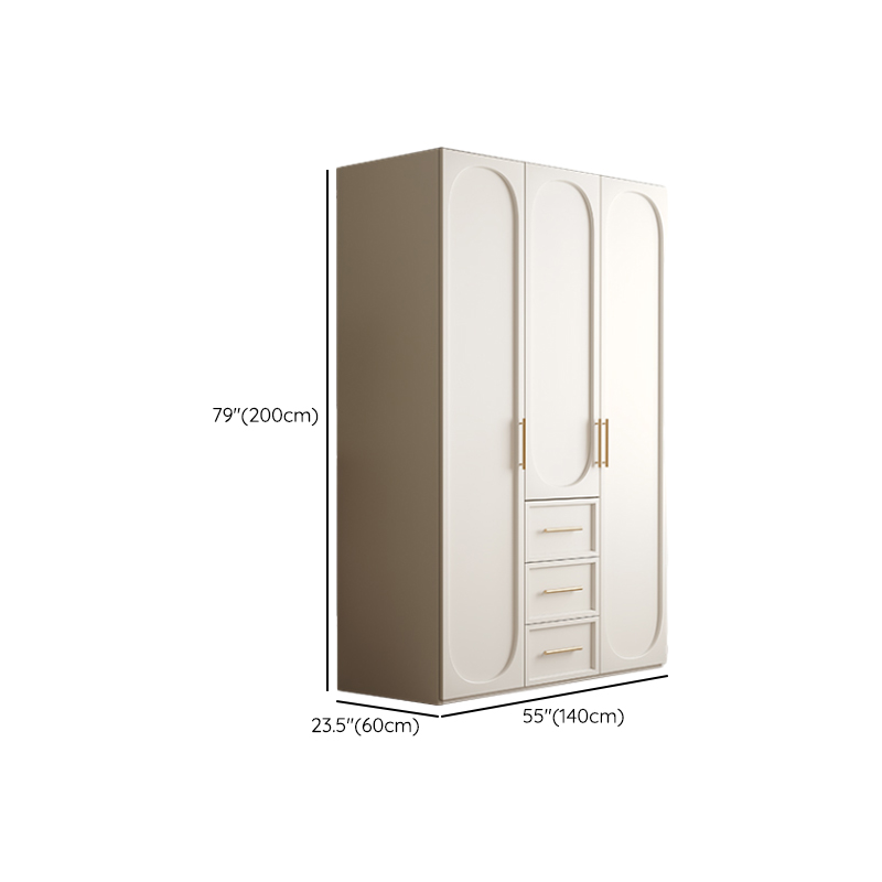 White Minimalist Manufactured Wood Wardrobe Closet with 3-Drawer, Soft Close Door, Interior Shelves, and Clothing Rod - image 8