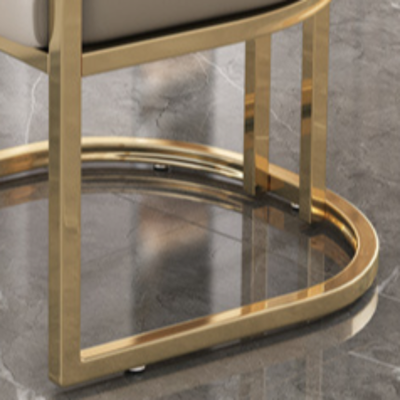 Minimalist Arm Chair with Cushioned Seat, Arms, Metallic Metal Legs, and Low Back - image 15