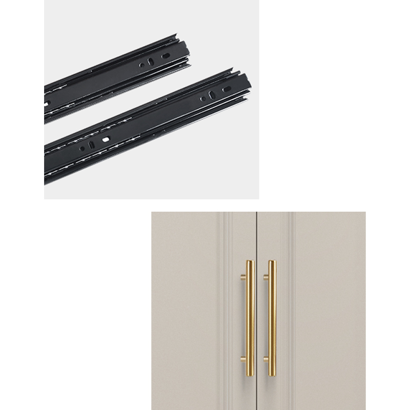 Art Deco Chalk Manufactured Wood Free Standing Interior Shelves Wardrobe with Soft Close Drawer and Hanging Rod - image 11