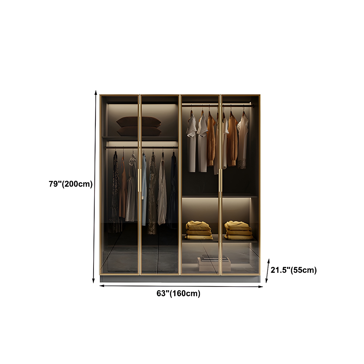 Glass and Wood Wardrobe Armoire Contemporary Wardrobe Closet - image 18